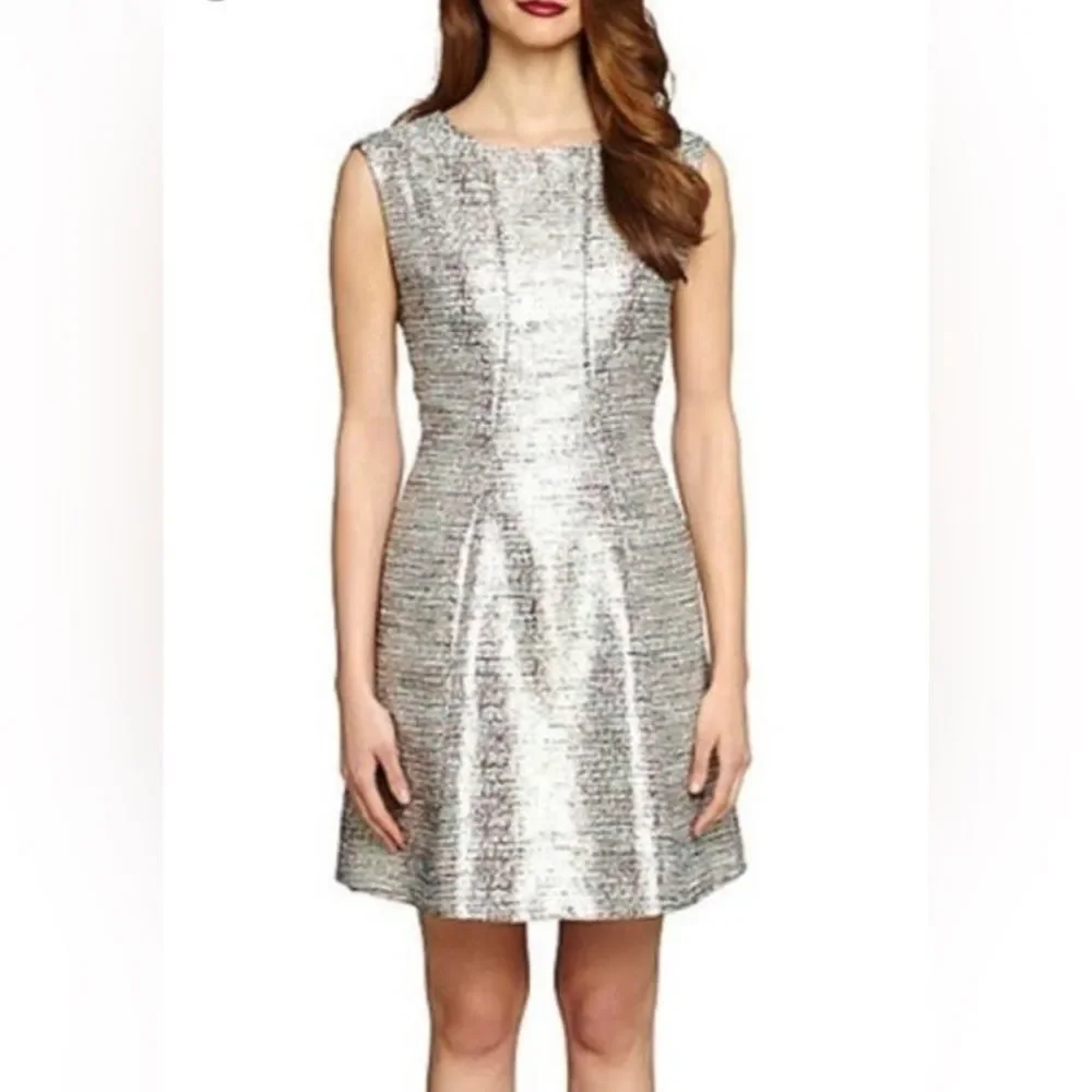 Tahari Arthur S. Levine Metallic Tweed Sleeveless A-Line Dress – Women’s sz 10P